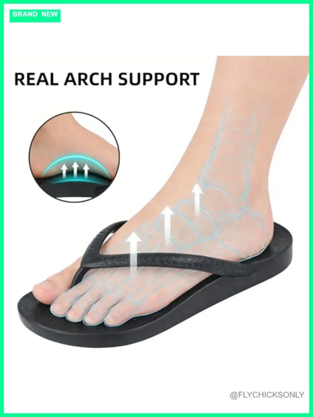 Non-Slip Shower Sandals with Arch Support, Quick-Dry EVA Flip Flops